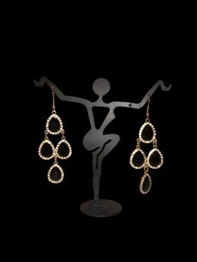 Gold Teardrop Crystal Dangle Earrings - Women Jewelry